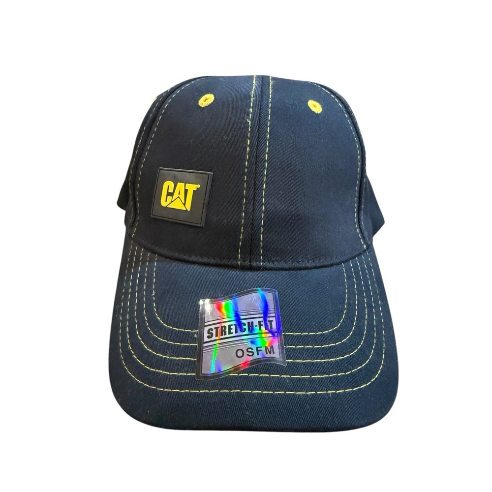 Caterpillar Hat Stretch Fit Black Hat OSFM New CAT Sticker